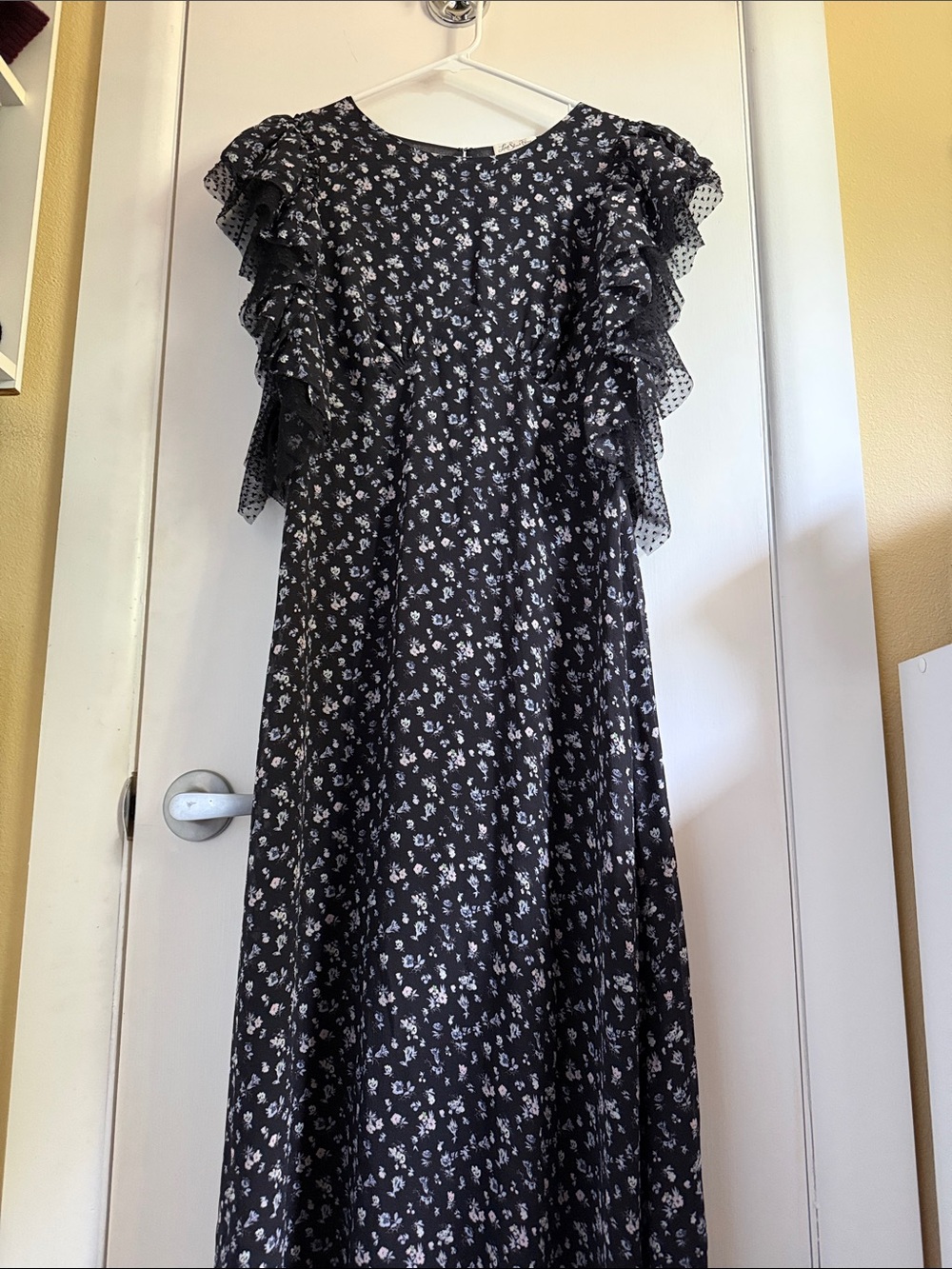 LoveShackFancy Black Floral Maxi Dress